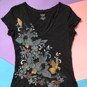 Black Express T-shirt with floral motif